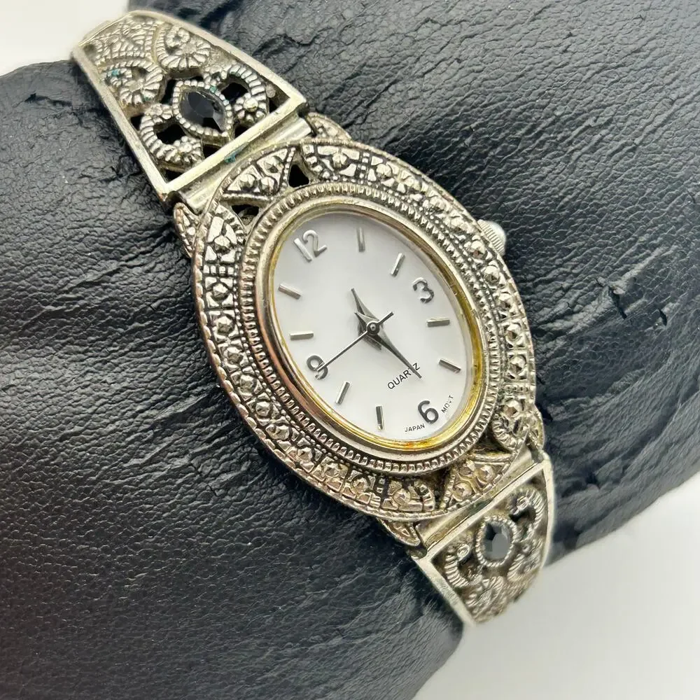 Vintage Style Silver-tone Fashion Watch Stretch Band Working New Battery
